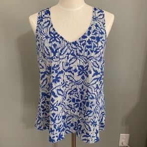 Eclair Blue & White Sleeveless Blouse Size M